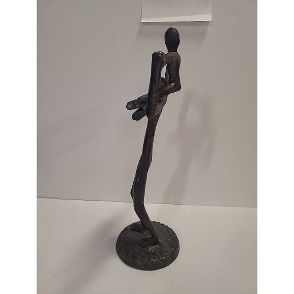 Dad Son Figurine Iron Metal Father & Son Sculpture 15" tall Parent Child - Picture 4 of 8